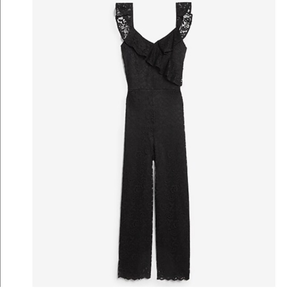 NWT Express Women’s Black Lace Culotte Jumpsuit